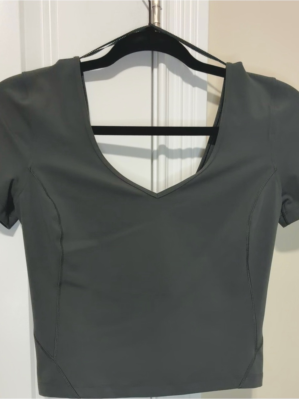 lululemon athletica Short Sleeve V-Neck Top - Charcoal Gray